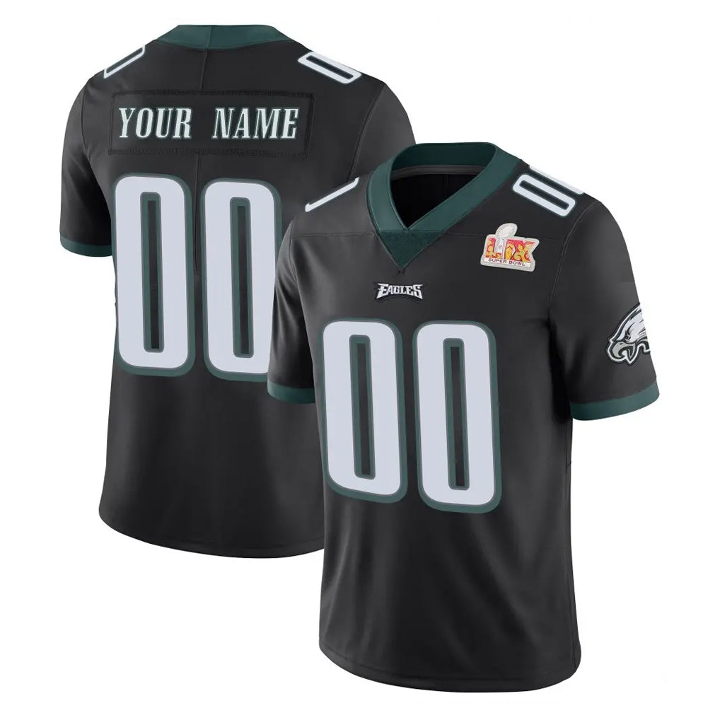 Custom P.Eagles Black Limited Vapor Untouchable Super Bowl LIX Home Game Any Name & Numbers CAdoa Stitched Jerseys