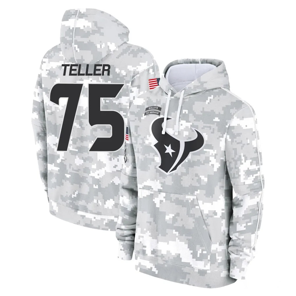 H.Texans #75 Wyatt Teller Player Arctic Camo Salute to Service Hoodies Limited Game CAdoa Stitched Jerseys