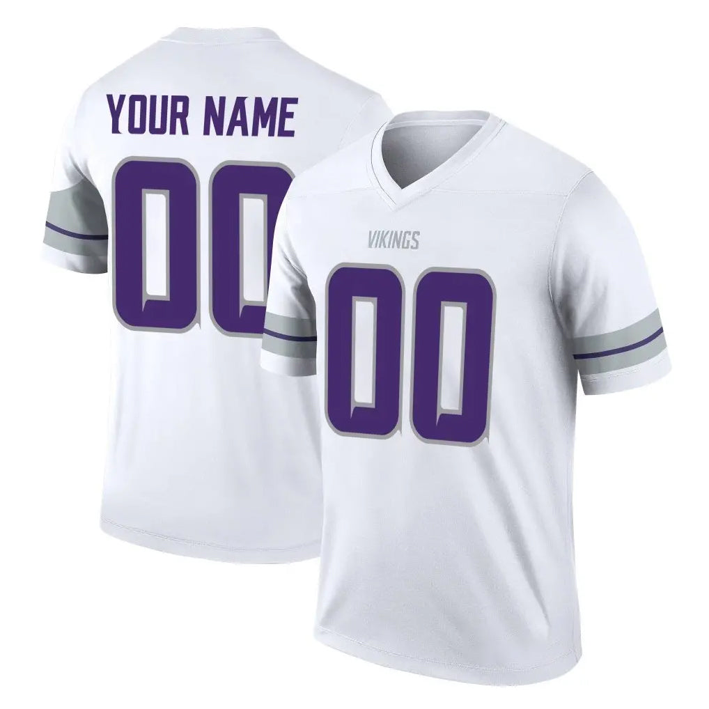 Custom M.Vikings White Alternate Legend Home Game Any Name & Numbers CAdoa Stitched Jerseys