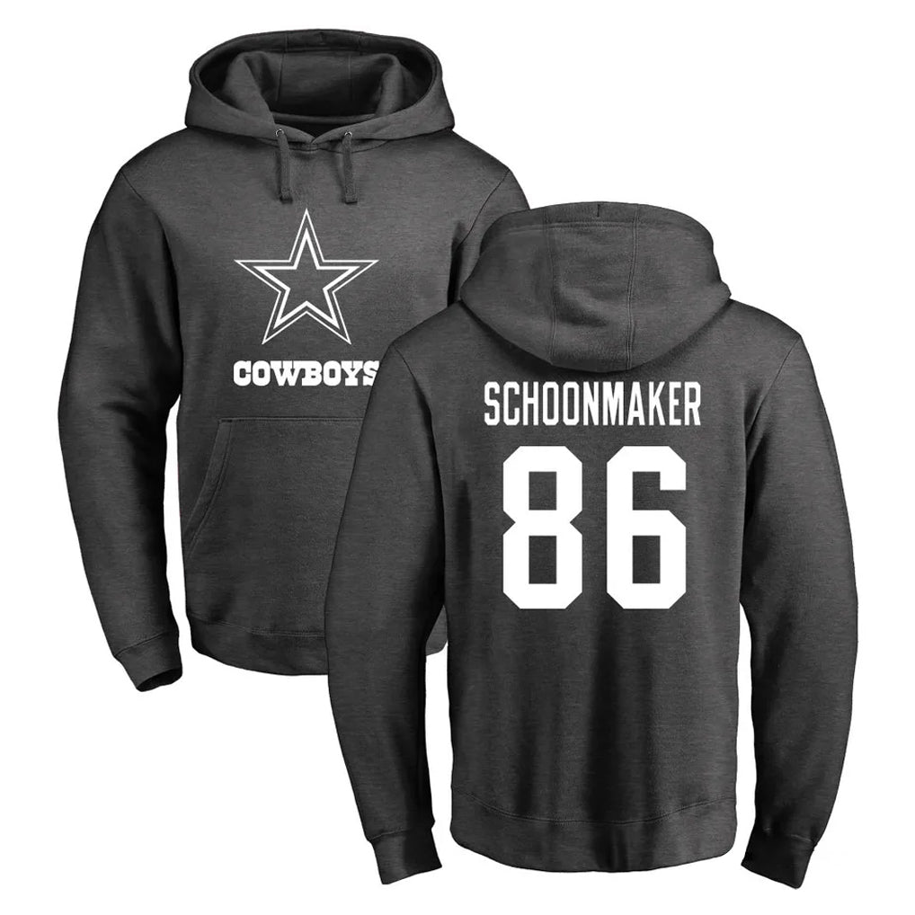 D.Cowboys #86 Luke Schoonmaker Player Ash One Color Pullover Hoodie Limited CAdoa Stitched Jerseys