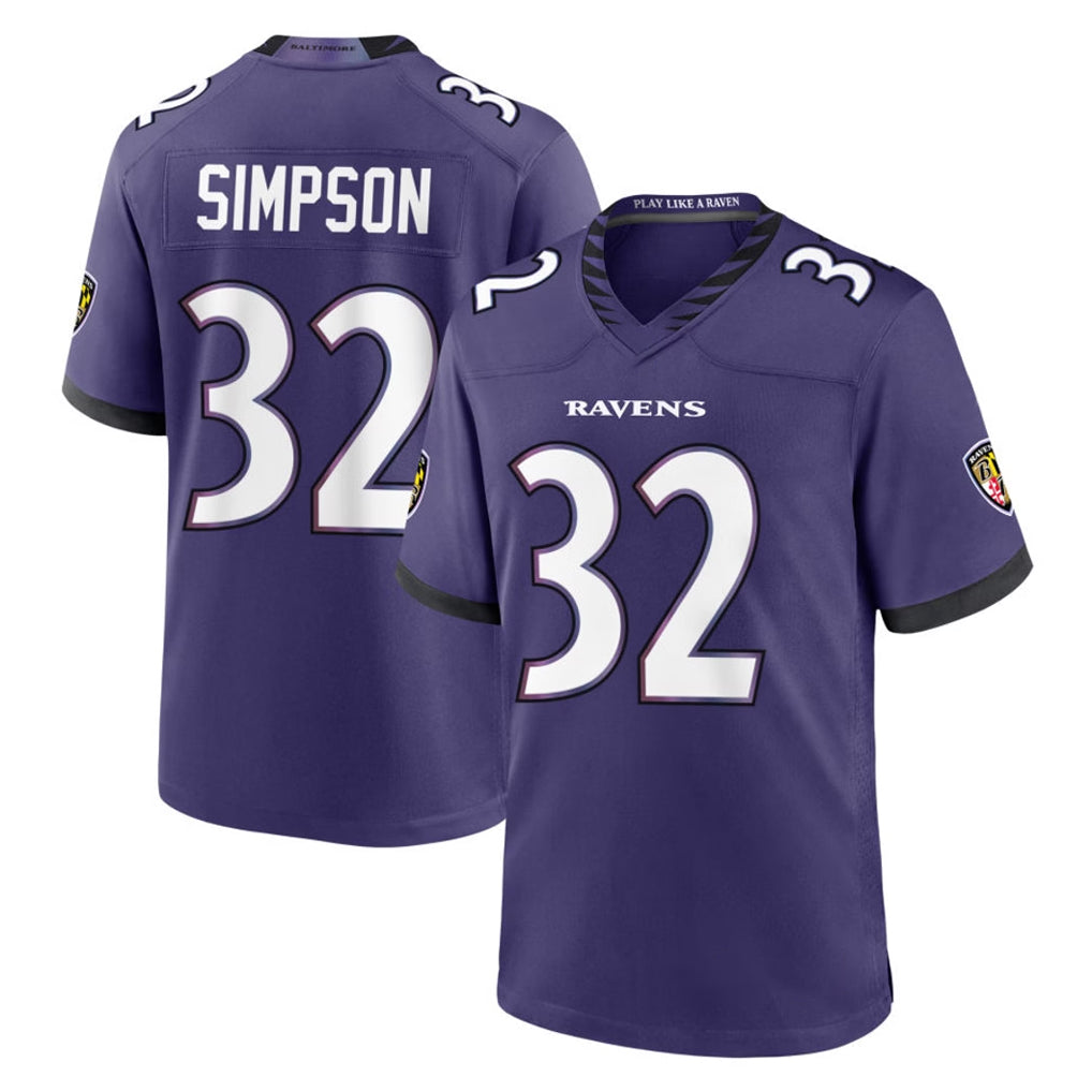 B.Ravens #32 Trenton Simpson Player Purple Limited Home Game CAdoa Stitched Jerseys
