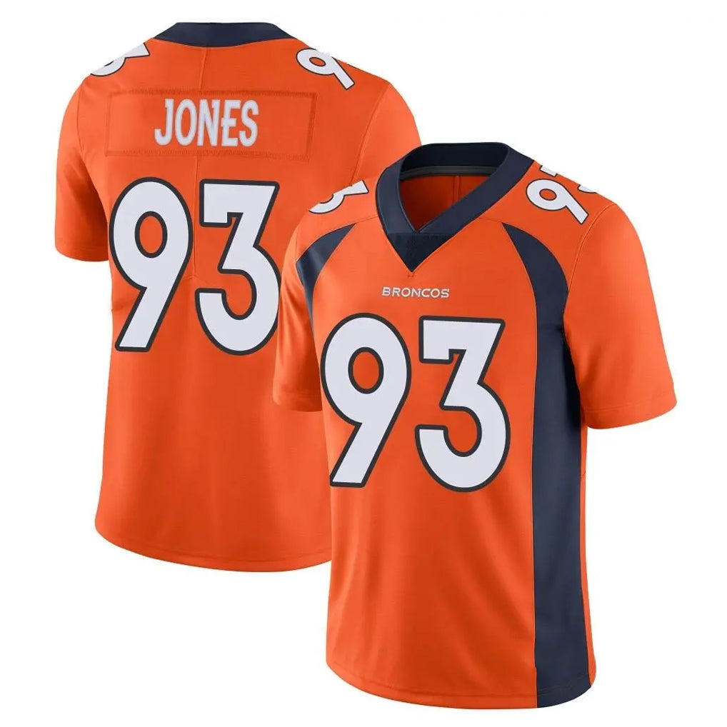 D.Broncos #93 D.J. Jones Player Orange Color Vapor Untouchable Limited Game CAdoa Stitched Jerseys