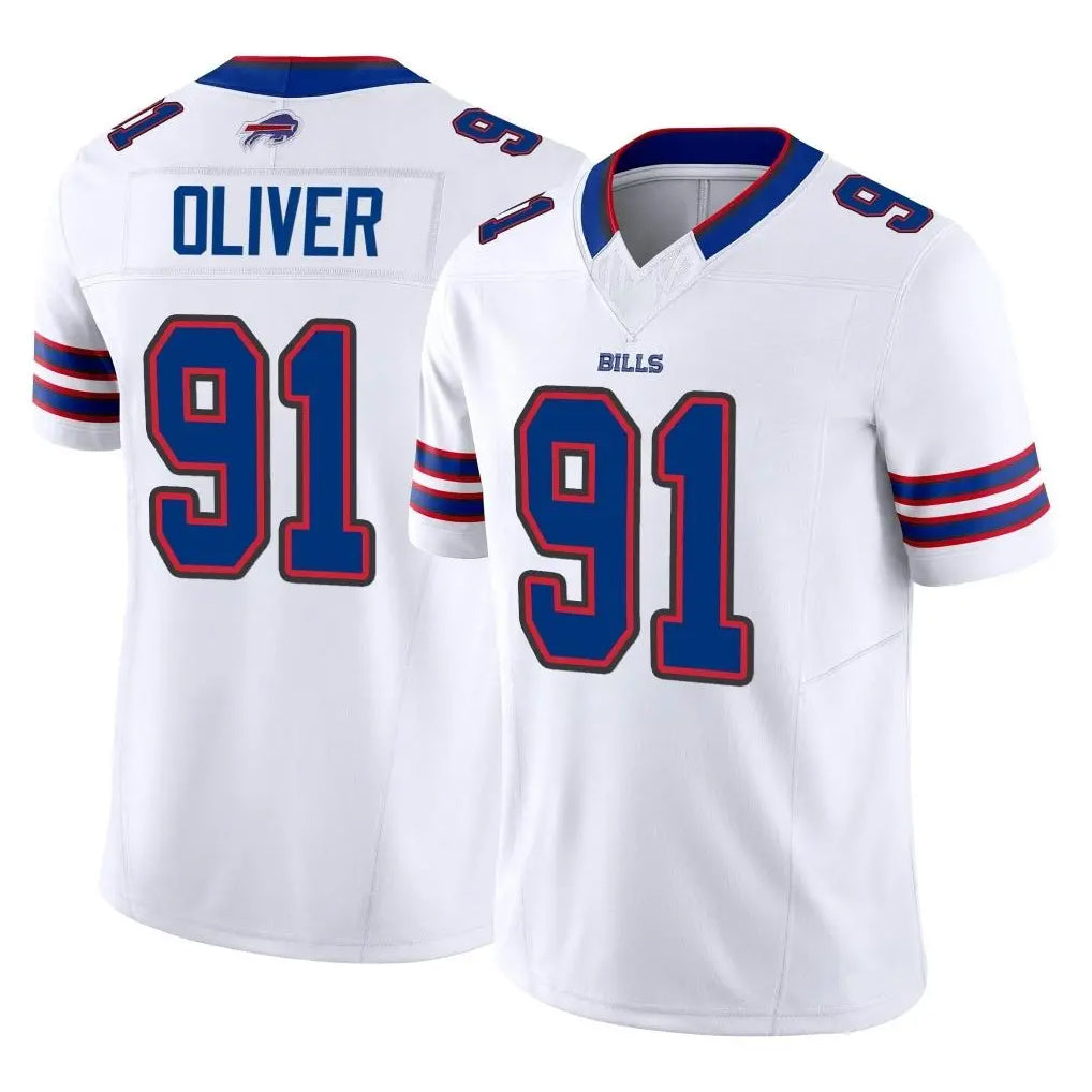 B.Bills #91 Ed Oliver Player White Vapor F.U.S.E. Jersey Limited Home Game CAdoa Stitched Jerseys
