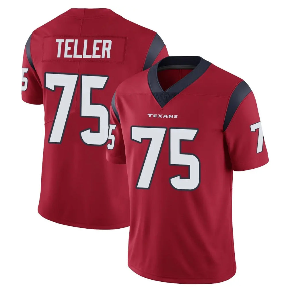 H.Texans #75 Wyatt Teller Player Red Limited Vapor Untouchable Home Game CAdoa Stitched Jerseys