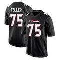 H.Texans #75 Wyatt Teller Player Carbon Black Fashion Home Game CAdoa Stitched Jerseys