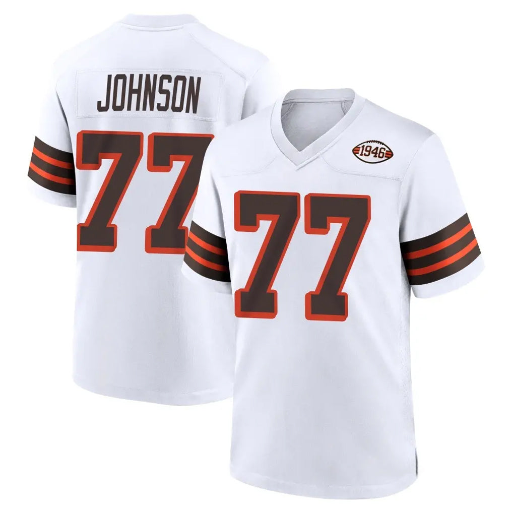 C.Browns #77 Zion Johnson Player White Alternate Home Game CAdoa Stitched Jerseys