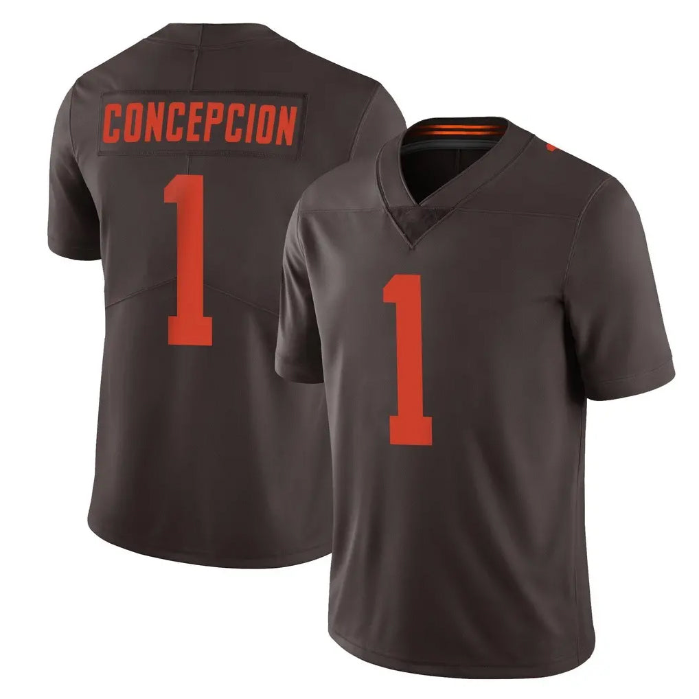 C.Browns #1 KC Concepcion Player Browns Color Rush Limited Home Game CAdoa Stitched Jerseys