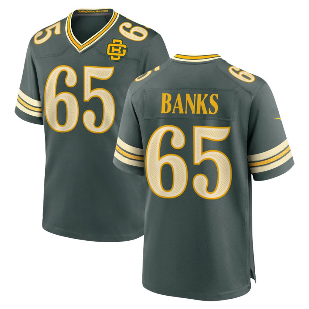 GB.Packers #65 Aaron Banks Player Green 2026 Rivalries Collection Home Game CAdoa Stitched Jerseys