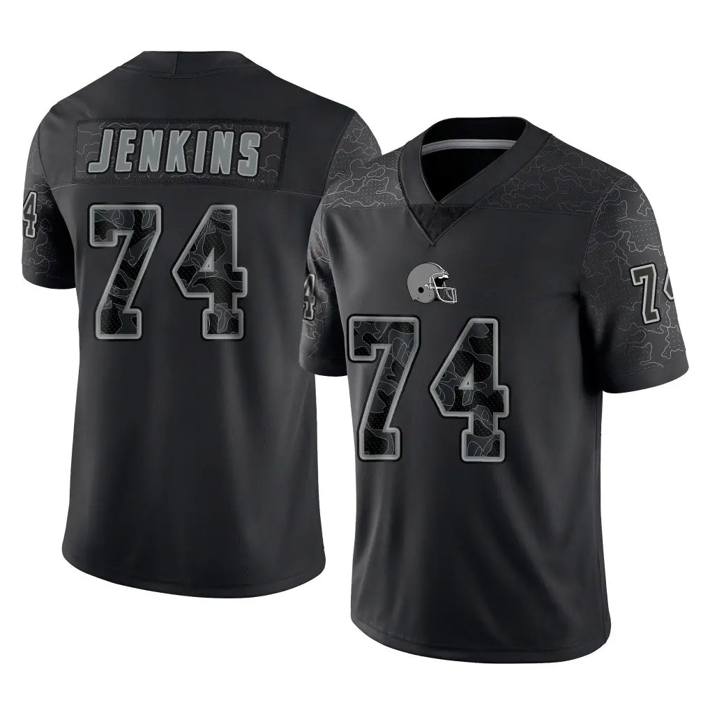 C.Browns #74 Elgton Jenkins Player Black Reflective Home Game CAdoa Stitched Jerseys