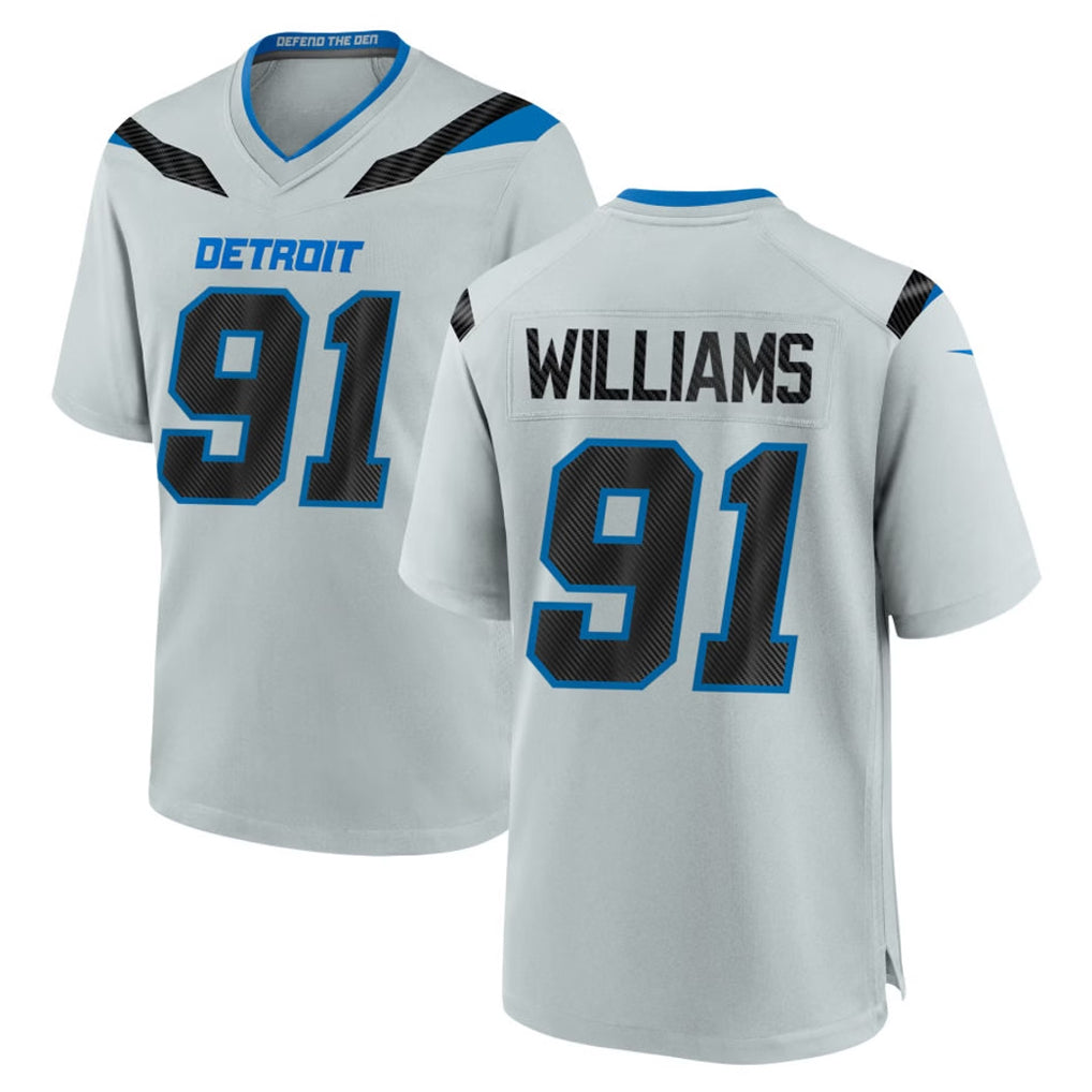 D.Lions #91 Tyleik Williams Player Silver 2026 Rivalries Collection Home Game CAdoa Stitched Jerseys