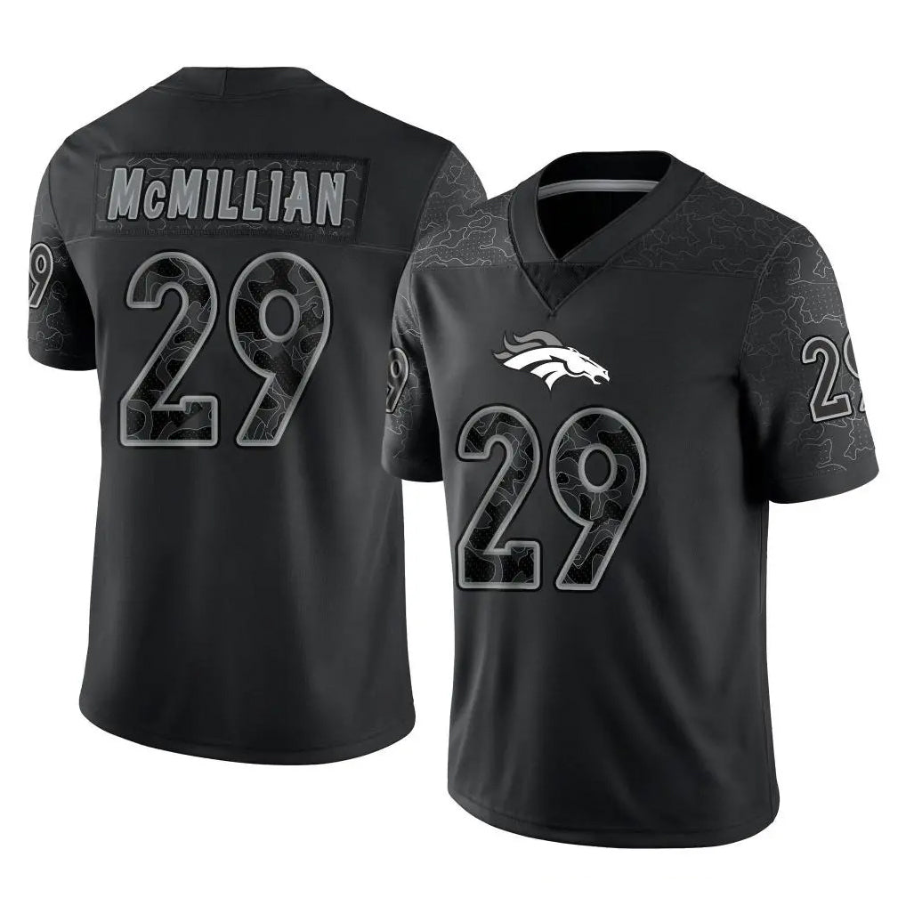 D.Broncos #29 Ja'Quan McMillian Player Black Reflective Limited CAdoa Stitched Jerseys
