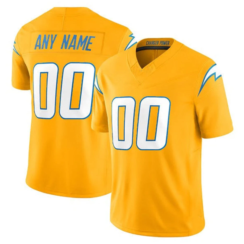Custom LA.Chargers Gold Limited Vapor F.U.S.E. Home Game Any Name & Numbers CAdoa Stitched Jerseys