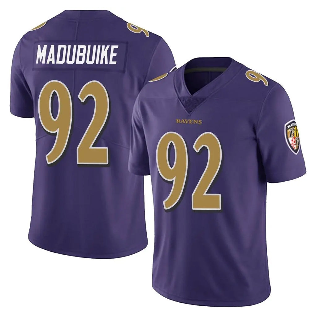 B.Ravens #92 Nnamdi Madubuike Player Purple Color Rush Vapor Untouchable Limited Home Game CAdoa Stitched Jerseys