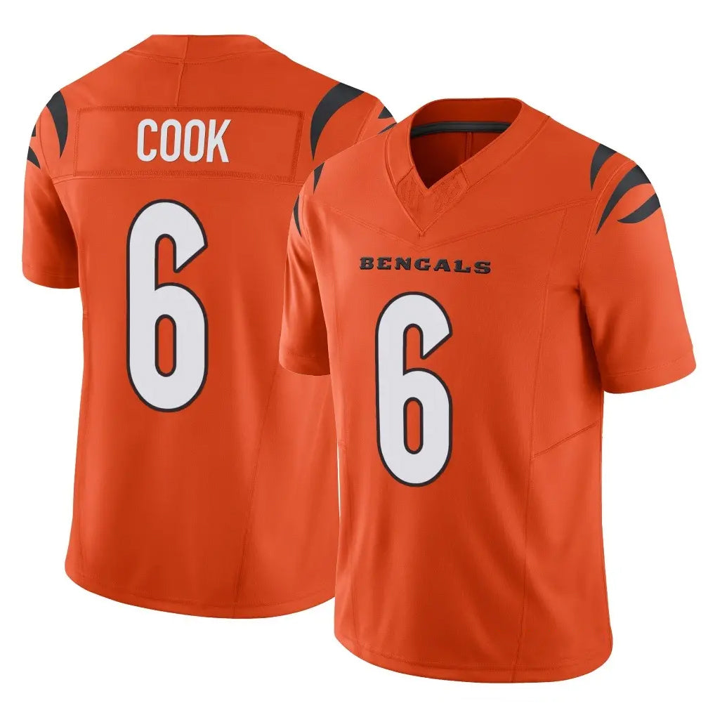 C.Bengals #6 Brian Cook Player Orange Vapor F.U.S.E. Limited Home Game CAdoa Stitched Jerseys