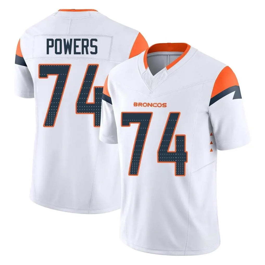 D.Broncos #74 Ben Powers Player White Limited Vapor F.U.S.E. Home Game CAdoa Stitched Jerseys