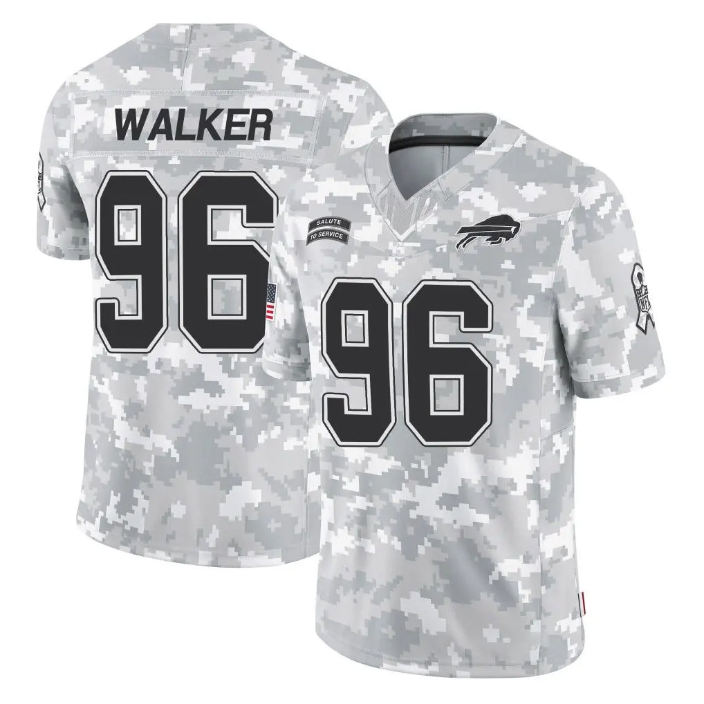 B.Bills #96 Deone Walker Player Arctic Camo Salute to Service Limited Game CAdoa Stitched Jerseys