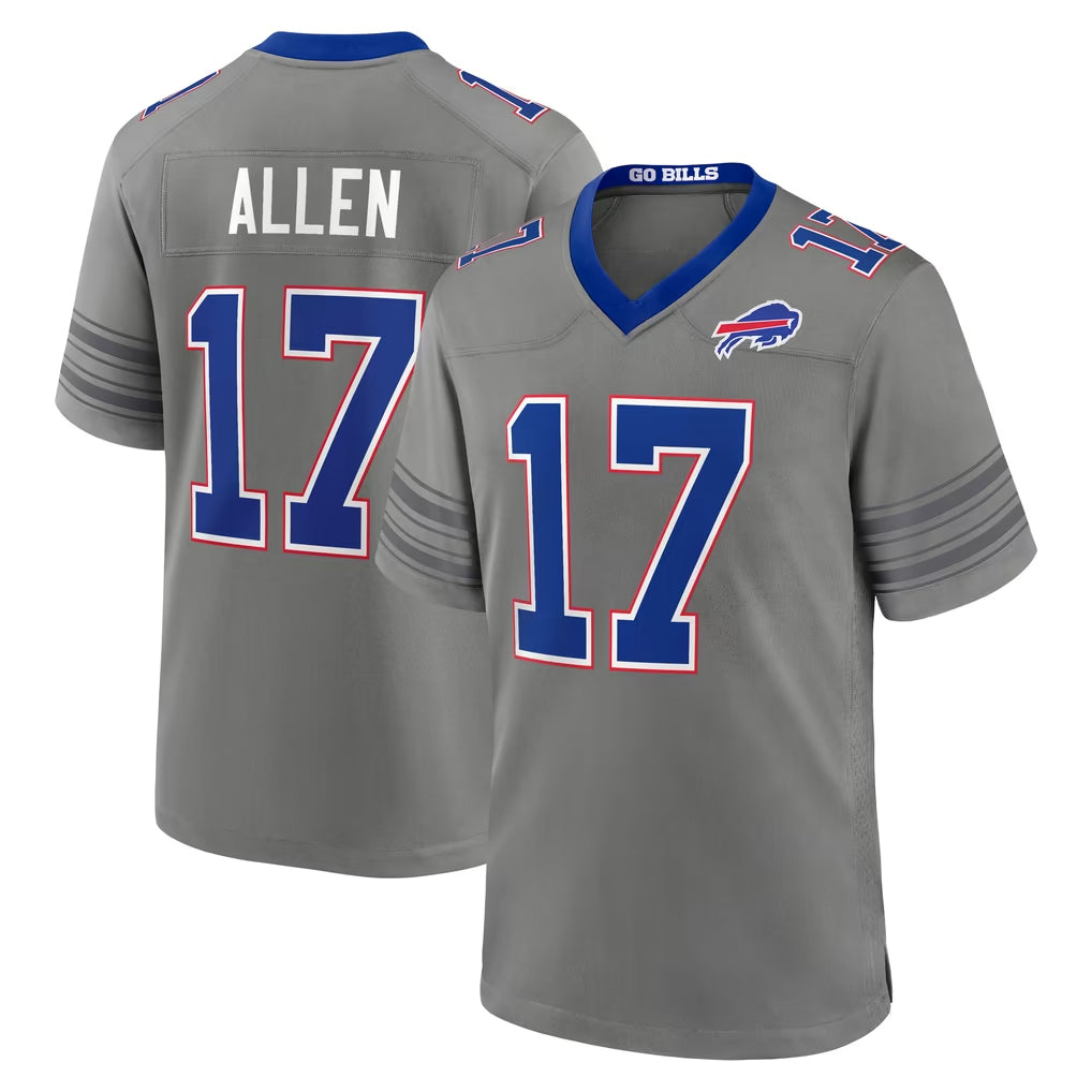 B.Bills #17 Josh Allen Player Gray Nickel City Home Game CAdoa Stitched Jerseys