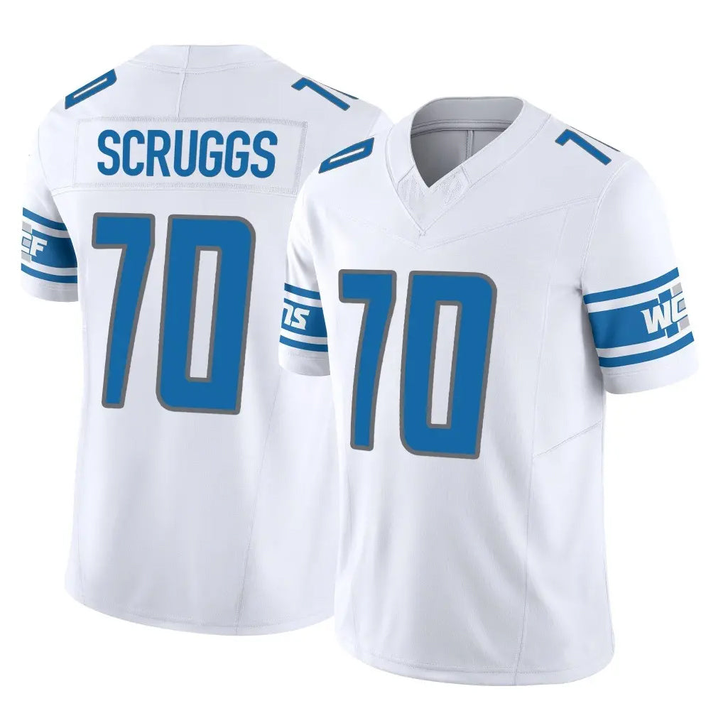 D.Lions #70 Juice Scruggs Player White Vapor F.U.S.E. Limited Home Game CAdoa Stitched Jerseys