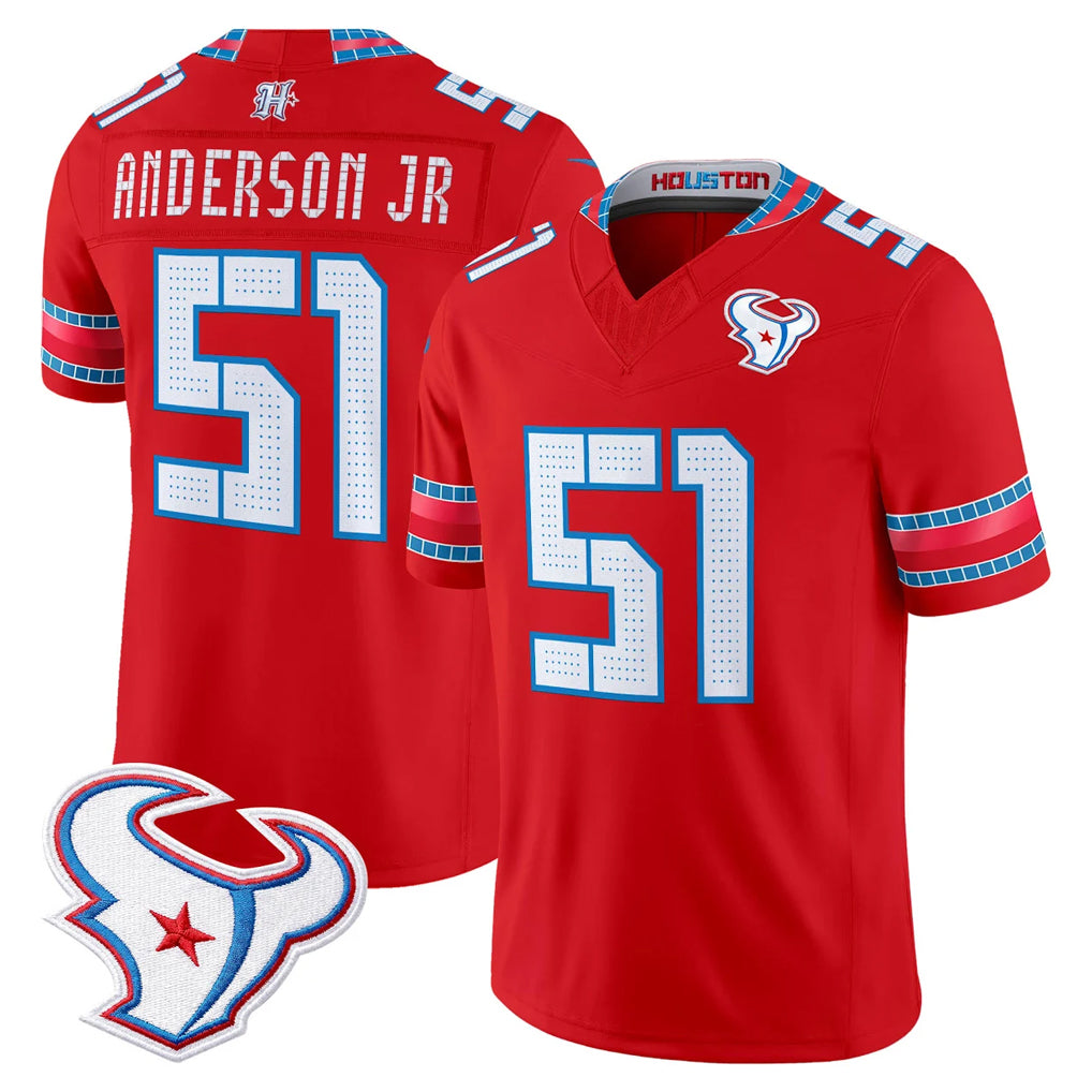 H.Texans #51 Will Anderson Jr. Player Red 2026 Rivalries Vapor Limited Home Game CAdoa Stitched jerseys