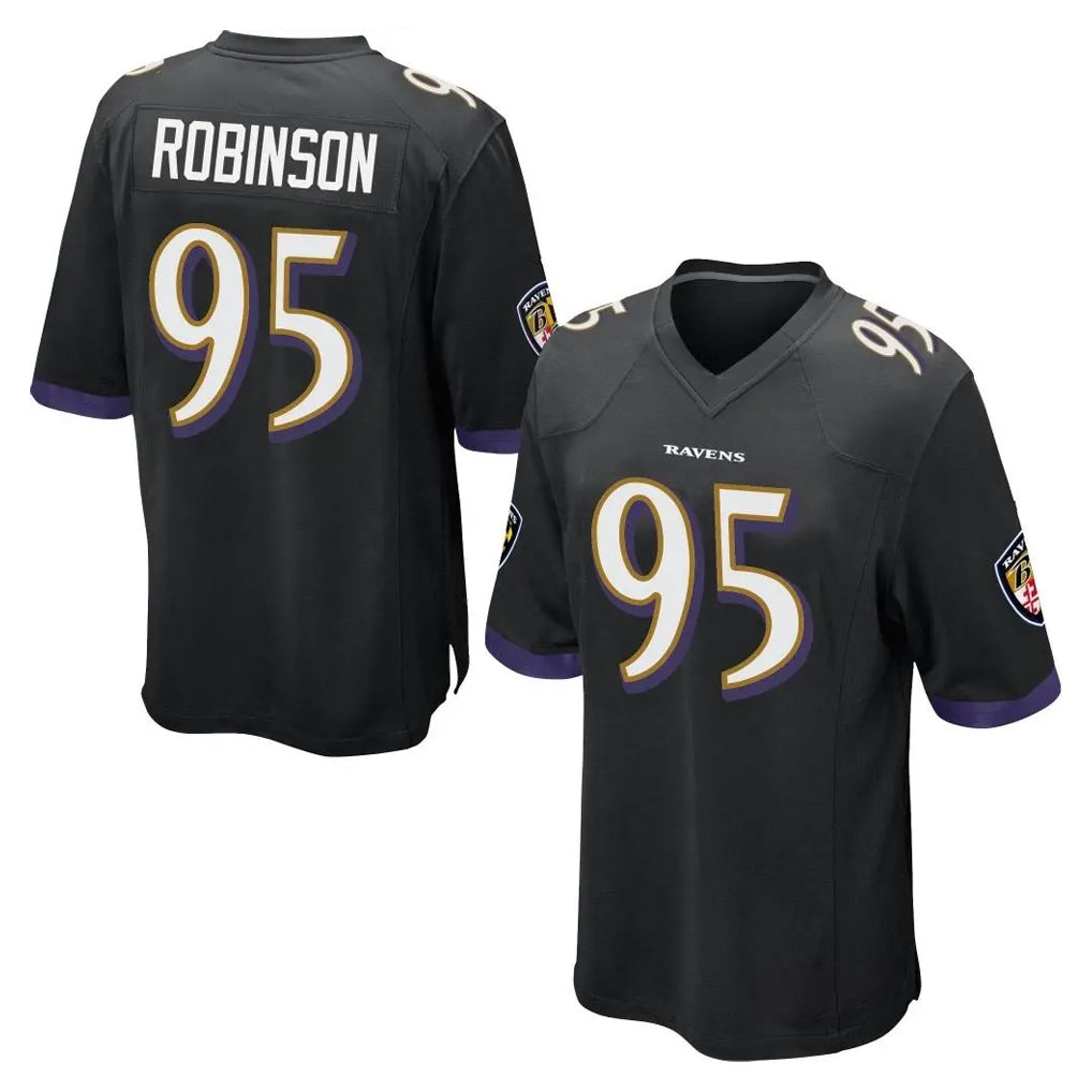 B.Ravens #95 Tavius Robinson Player Black Home Game CAdoa Stitched Jerseys