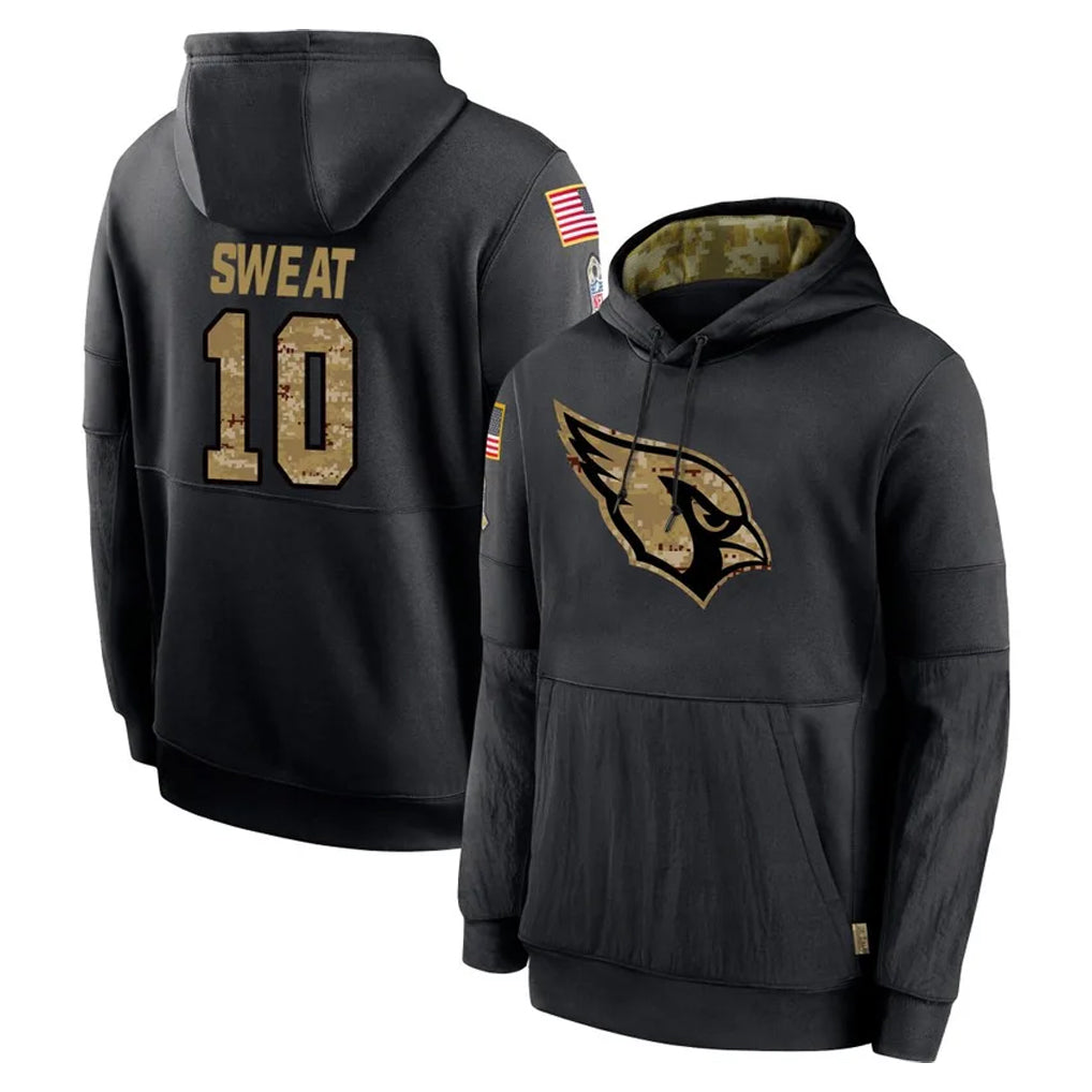 A.Cardinals #10 Josh Sweat Player Black Salute to Service Sideline Performance Pullover Hoodies Home Game CAdoa Stitched Jerseys