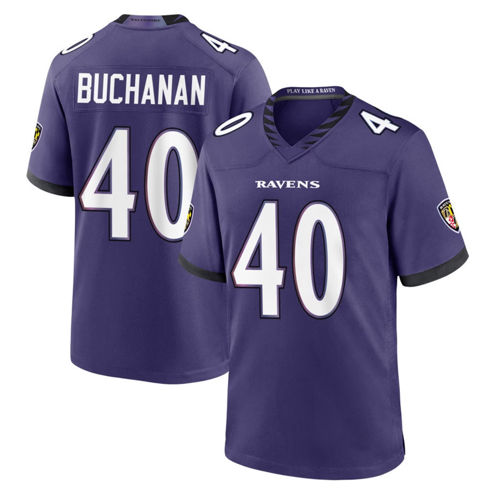 B.Ravens #40 Teddye Buchanan Player Purple Limited Home Game CAdoa Stitched Jerseys