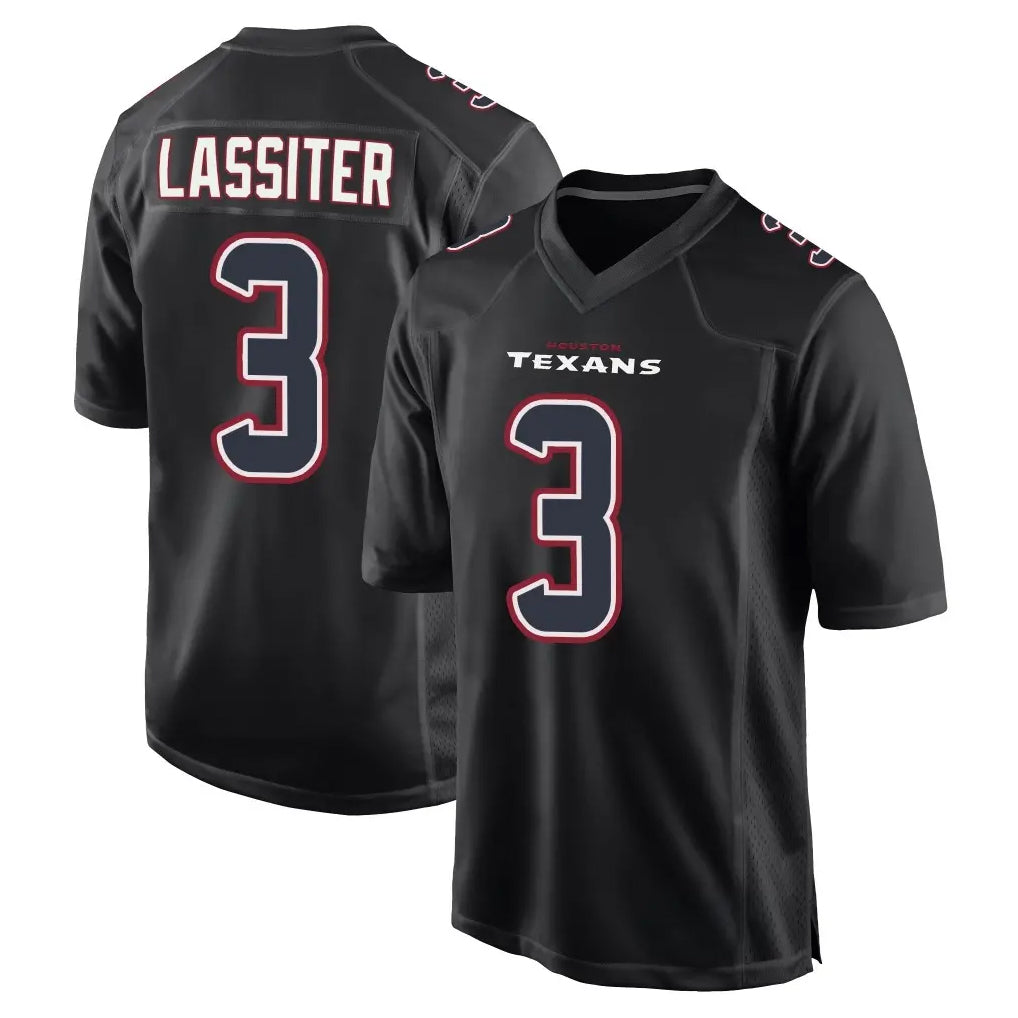 H.Texans #3 Kamari Lassiter Player Black Fashion Home Game CAdoa Stitched Jerseys