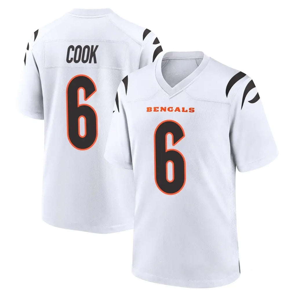 C.Bengals #6 Brian Cook Player White Home Game CAdoa Stitched Jerseys