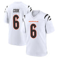 C.Bengals #6 Brian Cook Player White Home Game CAdoa Stitched Jerseys
