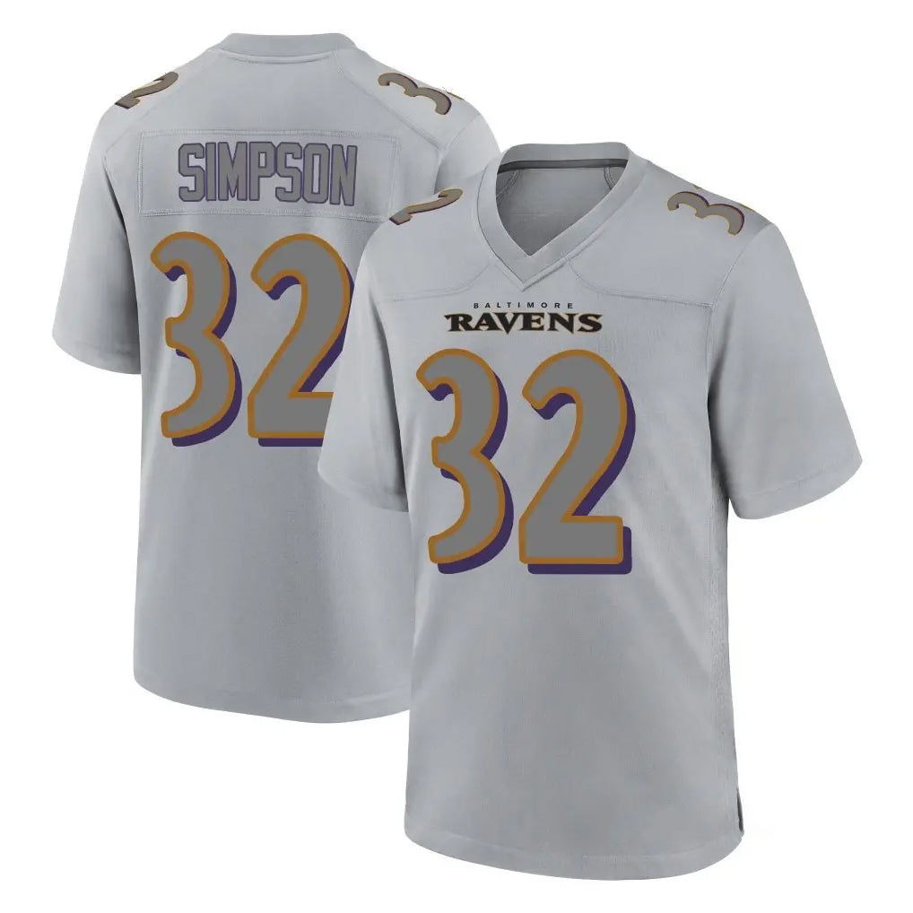 B.Ravens #32 Trenton Simpson Player Gray Color Rush Vapor Untouchable Game CAdoa Stitched Jerseys