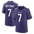B.Ravens #7 Rashod Bateman Player Purple Limited Home Game CAdoa Stitched Jerseys