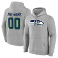 Custom S.Seahawks Gray LOGO Pullover Hoodies Game Any Name & Numbers CAdoa Stitched Jerseys