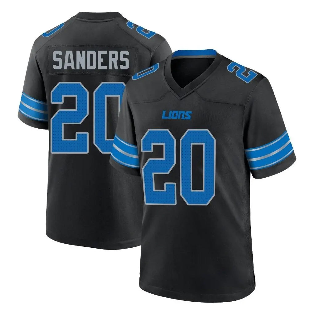 D.Lions #20 Barry Sanders Player Black Alternate Home Game CAdoa Stitched Jerseys