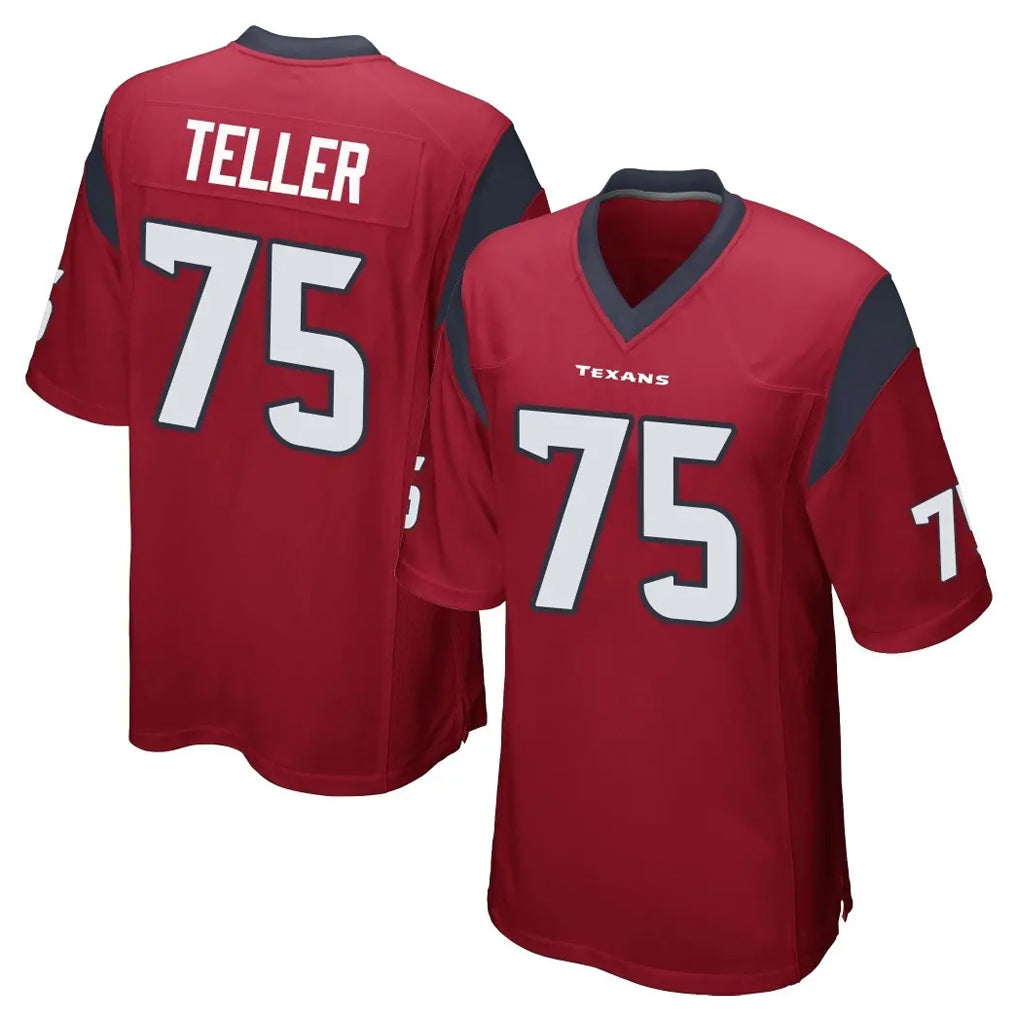 H.Texans #75 Wyatt Teller Player Red Home Game CAdoa Stitched Jerseys