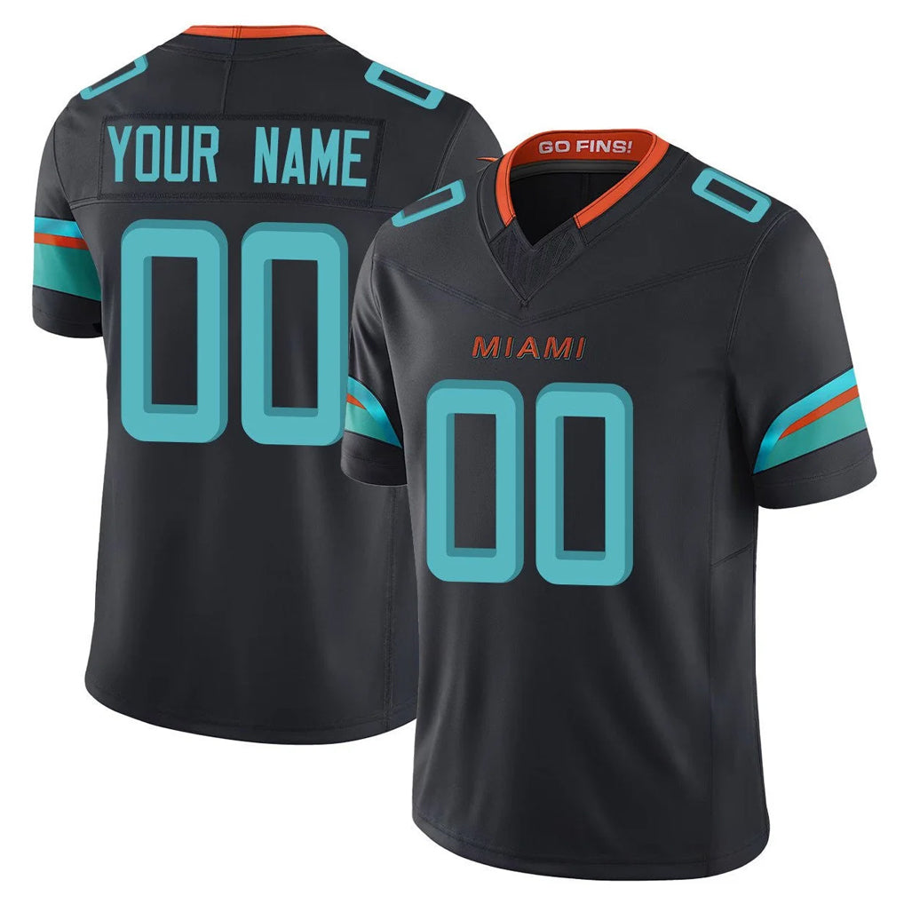 Custom M.Dolphins Black Limited Pitch Rivalries Collection Home Game Any Name & Numbers CAdoa Stitched Jerseys