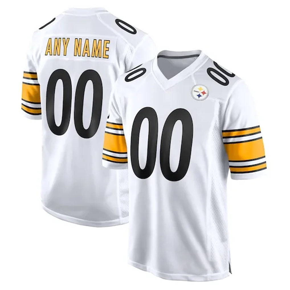 Custom P.Steelers White Home Game Any Name & Numbers CAdoa Stitched Jerseys
