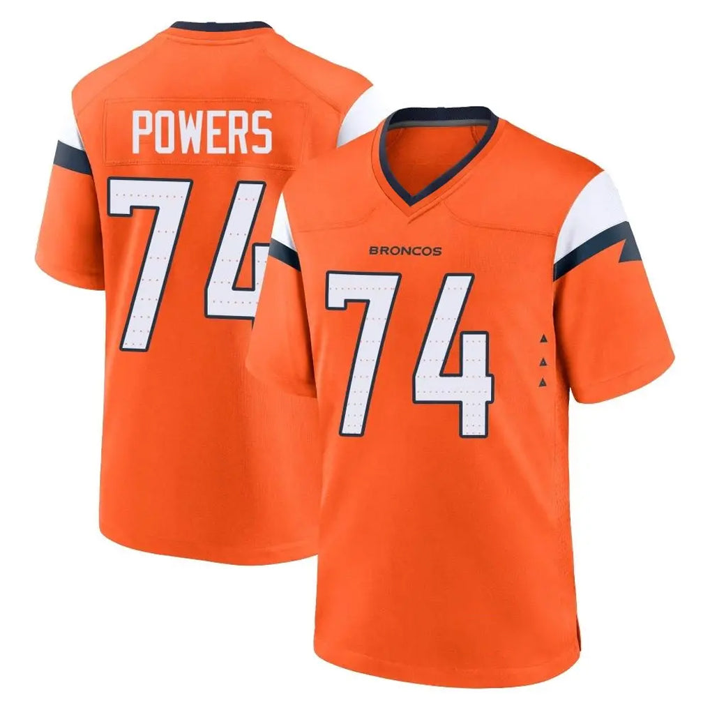 D.Broncos #74 Ben Powers Player Orange Home Game CAdoa Stitched Jerseys