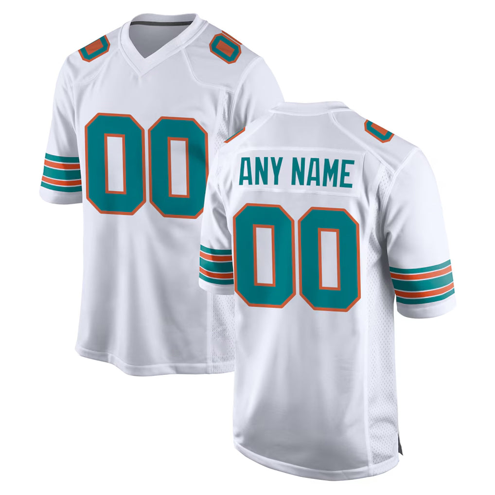 Custom M.Dolphins White Limited Home Game Any Name & Numbers CAdoa Stitched Jerseys