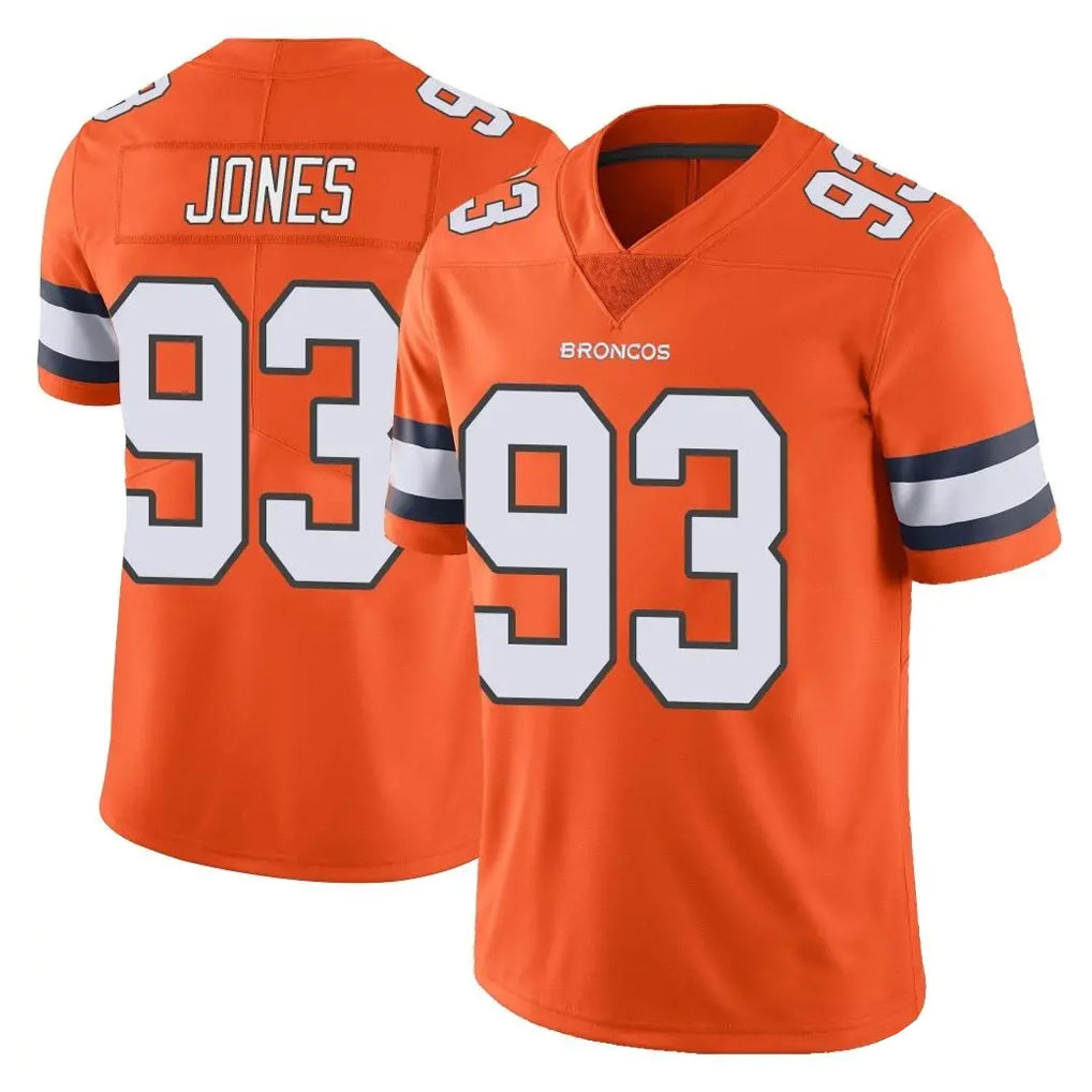 D.Broncos #93 D.J. Jones Player Orange Vapor Untouchable Limited Home Game CAdoa Stitched Jerseys