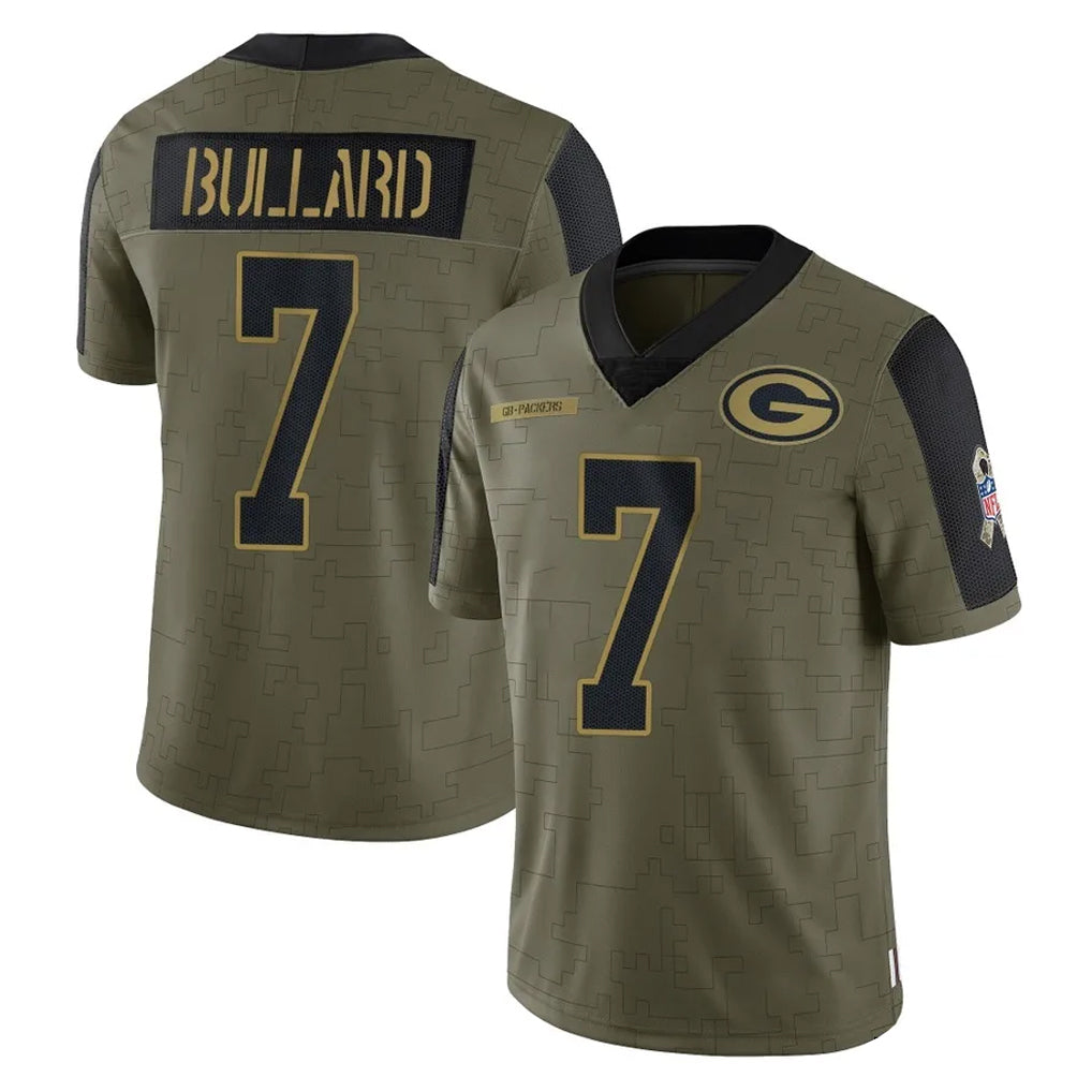 GB.Packers #7 Javon Bullard Player Olive Salute To Service Limited Game CAdoa Stitched Jerseys