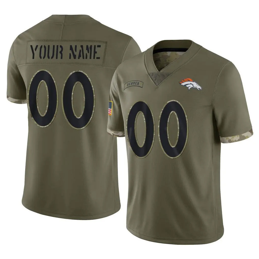Custom D.Broncos Olive Salute To Service Limited Any Name & Numbers CAdoa Stitched Jerseys