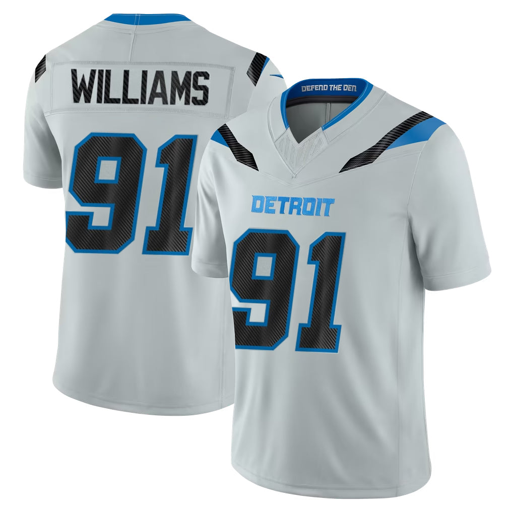 D.Lions #91 Tyleik Williams Player Silver Limited 2026 Rivalries Collection Home Game CAdoa Stitched Jerseys