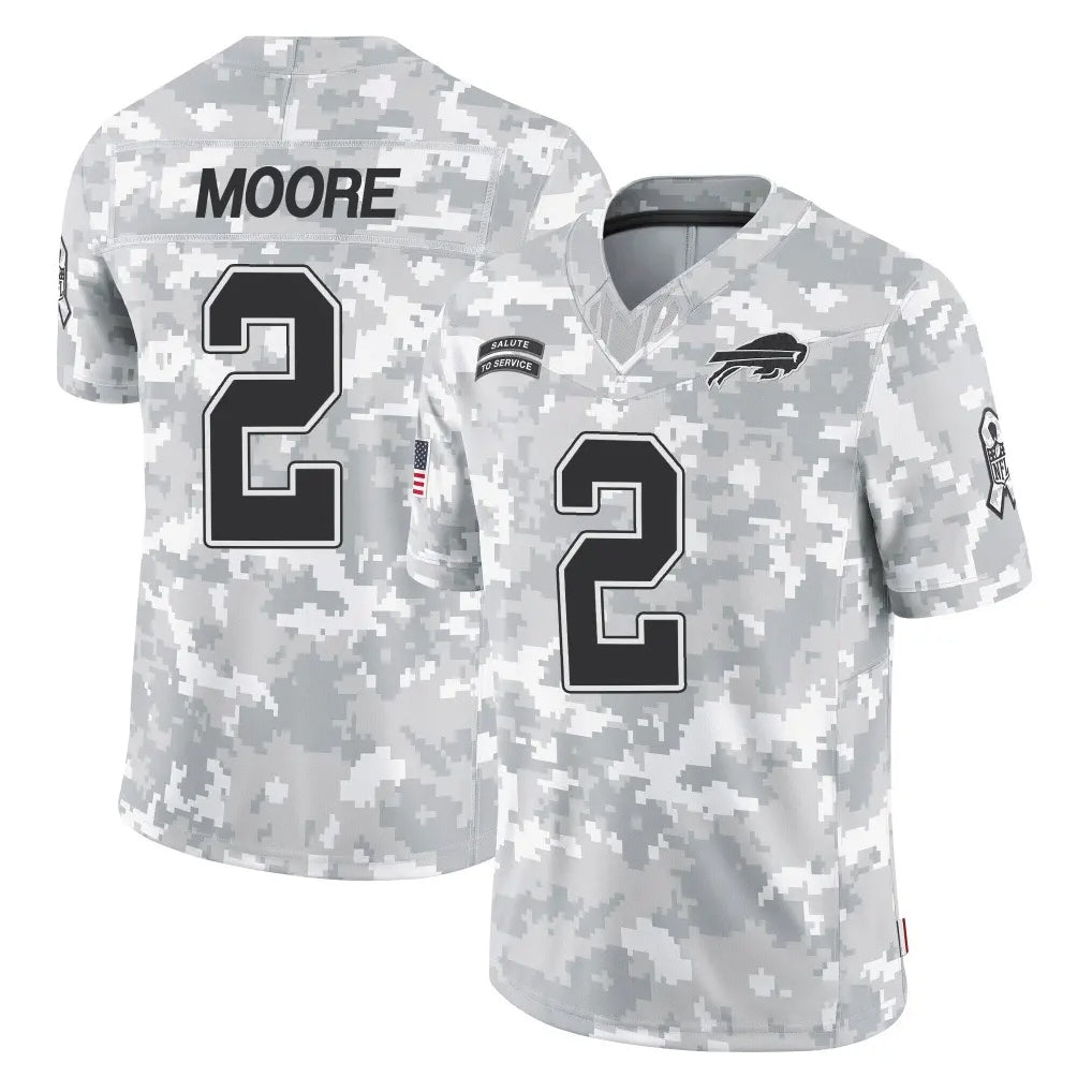 B.Bills #2 DJ Moore Player Arctic Camo Salute to Service Limited Game CAdoa Stitched Jerseys