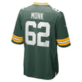 CAdoa GB.Packers #62 Jacob Monk Green Game Jersey