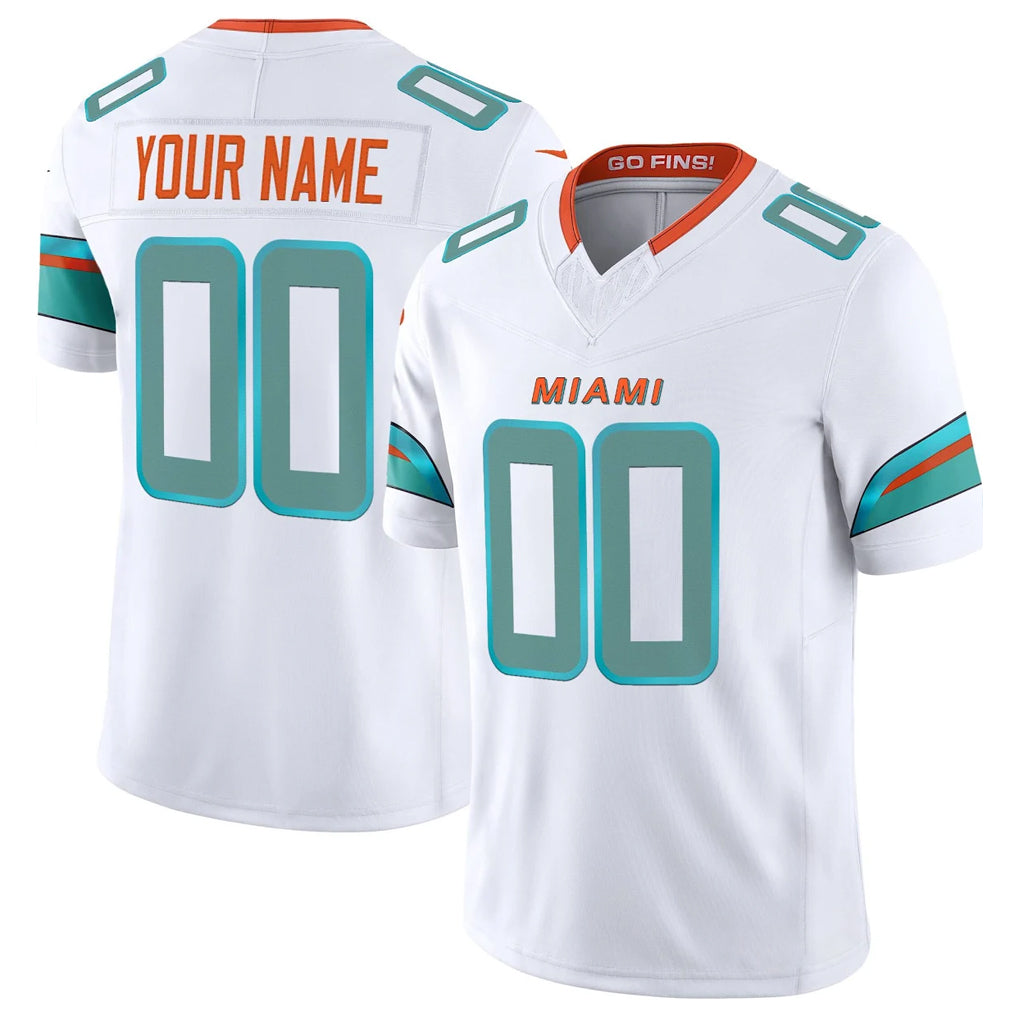 Custom M.Dolphins White Limited Vapor F.U.S.E. Home Game Any Name & Numbers CAdoa Stitched Jerseys