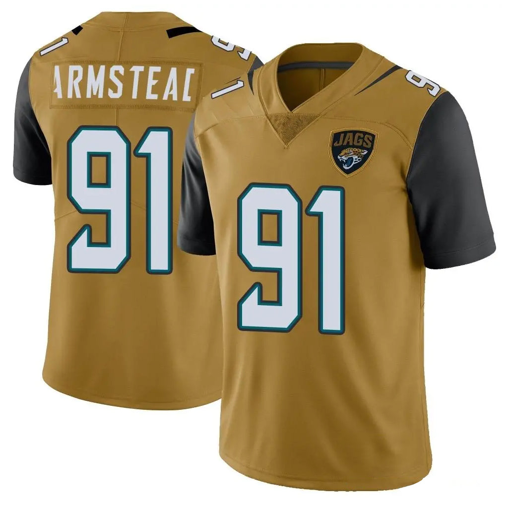 J.Jaguars #91 Arik Armstead Player Gold Vapor Limited Home Game CAdoa Stitched Jerseys