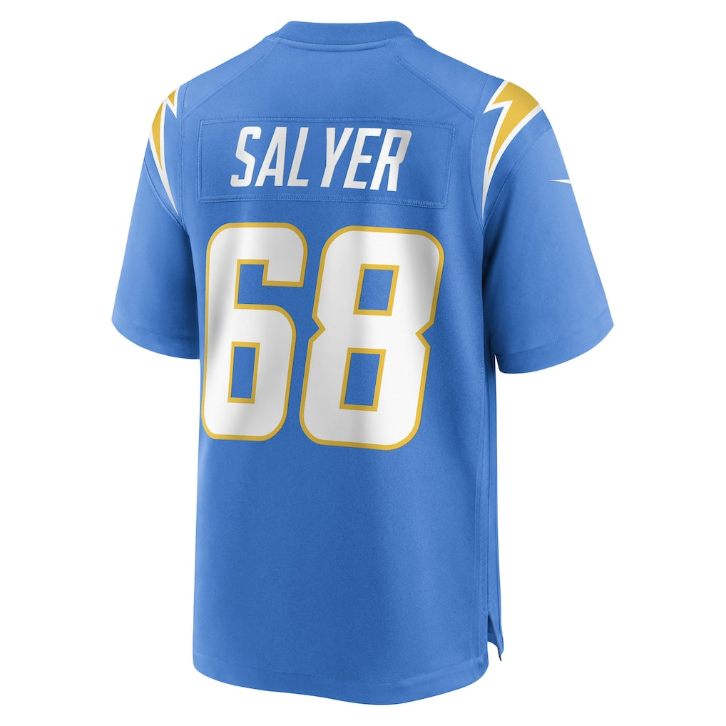 CAdoa LA.Chargers #68 Jamaree Salyer Powder Blue Player Game Jersey