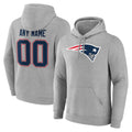Custom NE.Patriots Gray LOGO Pullover Hoodies Home Game Any Name & Numbers CAdoa Stitched Jerseys