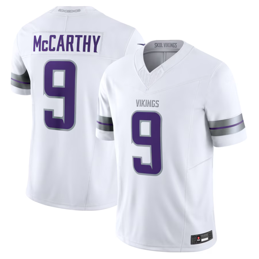 CAdoa #9 J.J. McCarthy Player MN.Vikings White Vapor F.U.S.E. Limited Stitched Jerseys
