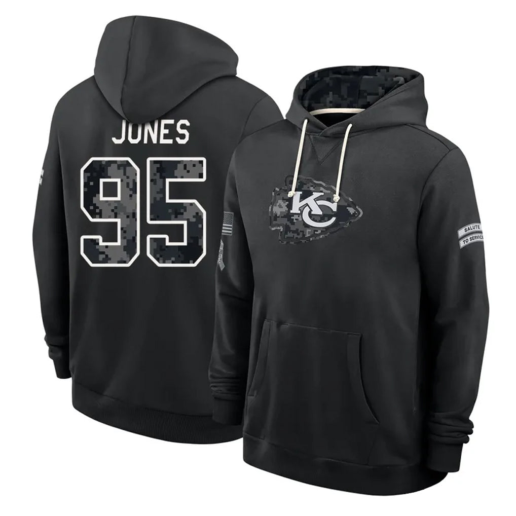 KC.Chiefs #95 Chris Jones Player 2026 Black Logo Pullover Hoodies Limited Game Stitched Jerseys